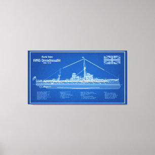 Lienzo HMS Dreadnought - Ship Blueprint ABD