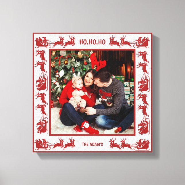 Lienzo Ho Ho Ho Santa Sleigh Ride Christmas Frame Photo (Anverso)