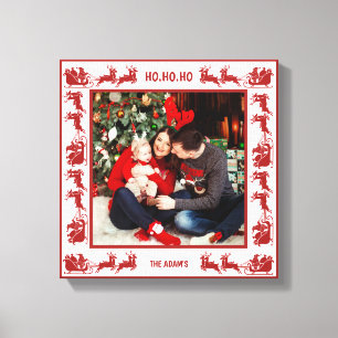 Lienzo Ho Ho Ho Santa Trineo Navidad Marco Foto