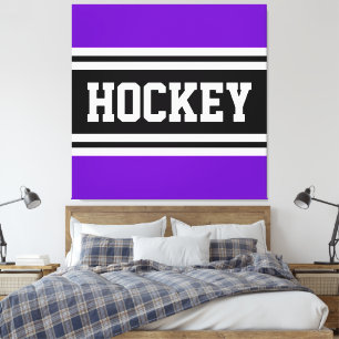 Lienzo HOCKEY Atlético Morado Blanco Rayas de Carreras