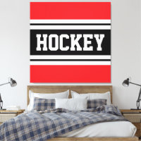 HOCKEY Brillante Franjas de Carreras Rojo Negro Bl