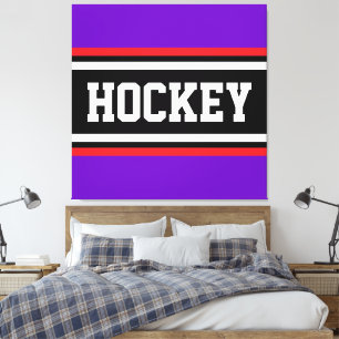 Lienzo HOCKEY Deportivo Morado Negro Rojo Blanco Rayas