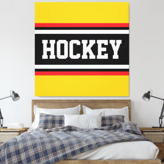 Lienzo HOCKEY Negrita Amarillo Brillante Rojo Negro Blanc