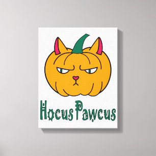 Lienzo Hocucus pawcus Halloween calabaza ginger cat magia