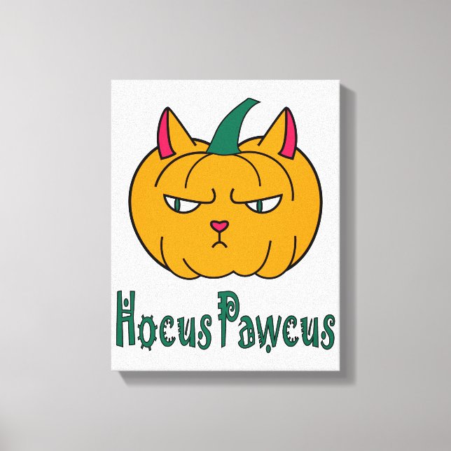 Lienzo Hocucus pawcus Halloween calabaza ginger cat magia (Anverso)