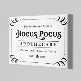Lienzo Hocus Pocus Botica Halloween en negro y blanco