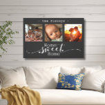 Lienzo Hogar de Collage de fotos moderno dulce hogar<br><div class="desc">Este impresionante cuadro mural de lona presenta un hermoso collage de fotos de tres marcos que muestra recuerdos preciados, adornado con el más sincero mensaje: "Hogar, dulce hogar". El elegante diseño en blanco y negro, combinado con un exquisito guión y una tipografía de impresión, crea una pieza sofisticada y duradera...</div>