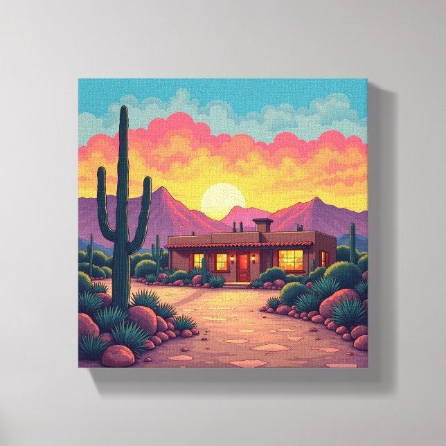 Lienzo Hogar del desierto del Suroeste Hermoso Sunset Can (Anverso)