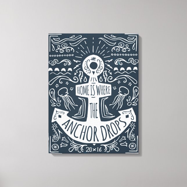 Lienzo Hogar Es Donde Cae El Ancla (Anverso)