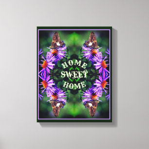Lienzo Hogar Sweet Home Butterfly Flower Resumen