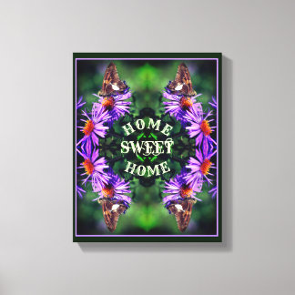 Lienzo Hogar Sweet Home Butterfly Flower Resumen