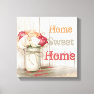 Lienzo Hogar Sweet Home Country Mason Jar Wrapped Canvas