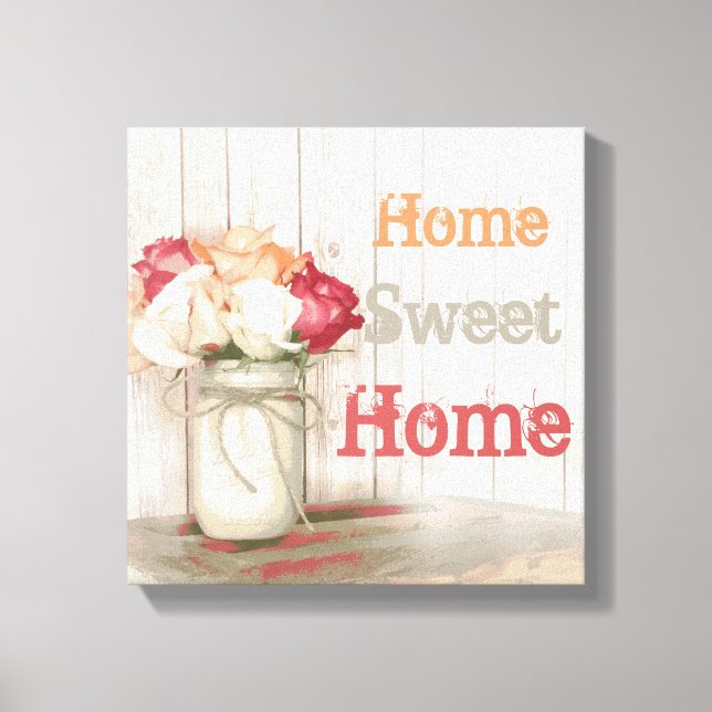 Lienzo Hogar Sweet Home Country Mason Jar Wrapped Canvas (Anverso)