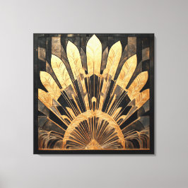 Lienzo Hogar u Oficina Art Déco Multitono Negro y Dorado