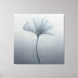 Lienzo Hoja de Ginkgo Azul Textura de Bordado Botánico