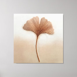 Lienzo Hoja de Ginkgo de Oro Rojo con Textura de Bordado