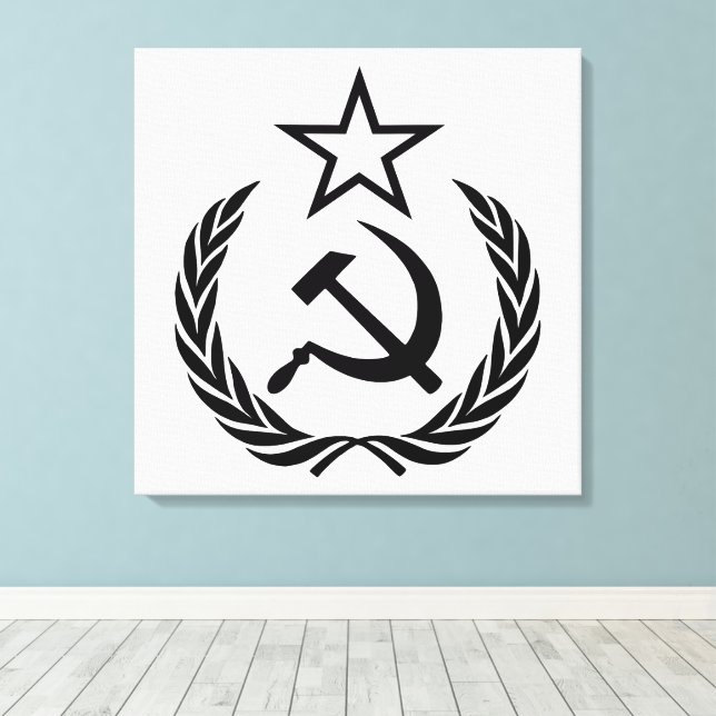 Lienzo Hoja de hoz y martillo, URSS, CCCP, comunismo (Insitu (piso de madera))