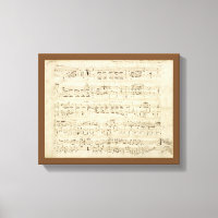 Hoja de música en pergamino manuscrita en tinta