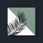 Lienzo Hoja de palma<br><div class="desc">Estilo nórdico diseño mínimo con decoración de hojas de palma negras y triángulos blancos y verdes</div>