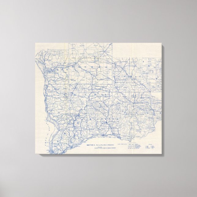 Lienzo Hoja de ruta para bicicletas de Wisconsin (Anverso)