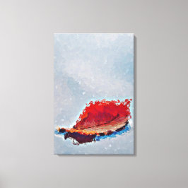 Lienzo Hoja roja de otoño flotando en el agua