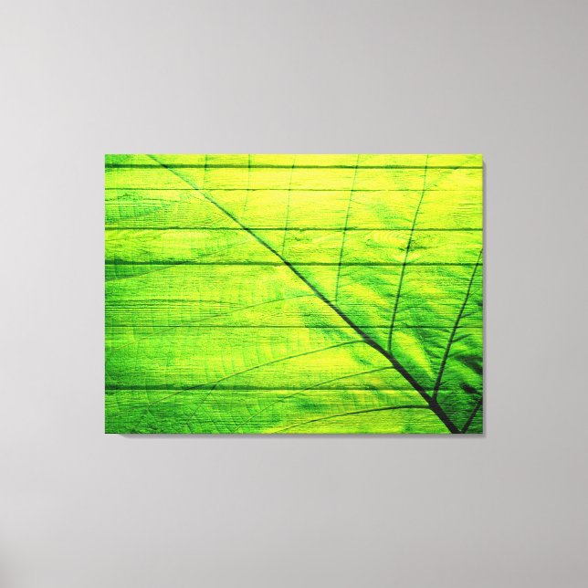 Lienzo Hoja verde acrílica en madera (Anverso)