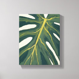 Lienzo Hoja verde de Monstera Acuarela de planta botánica