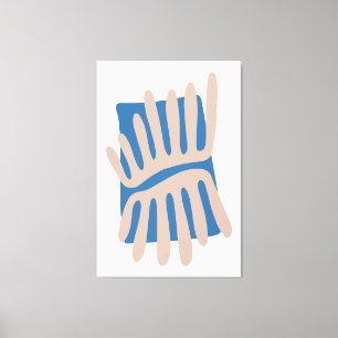 Lienzo Hojas Abstracto Inspirado en Matisse en Azul y Are