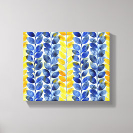 Lienzo Hojas amarillas y azules