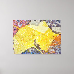 Lienzo Hojas de Gingko y paisaje urbano