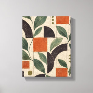Lienzo Hojas de Jade y Geometría de Caqui - Abstractiones