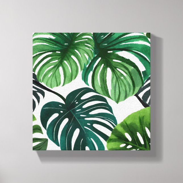 Lienzo Hojas de Monstera | Acuarela Moderna Simple (Anverso)