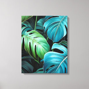 Lienzo Hojas de Monstera Botánica Foliaje Tropical de la 