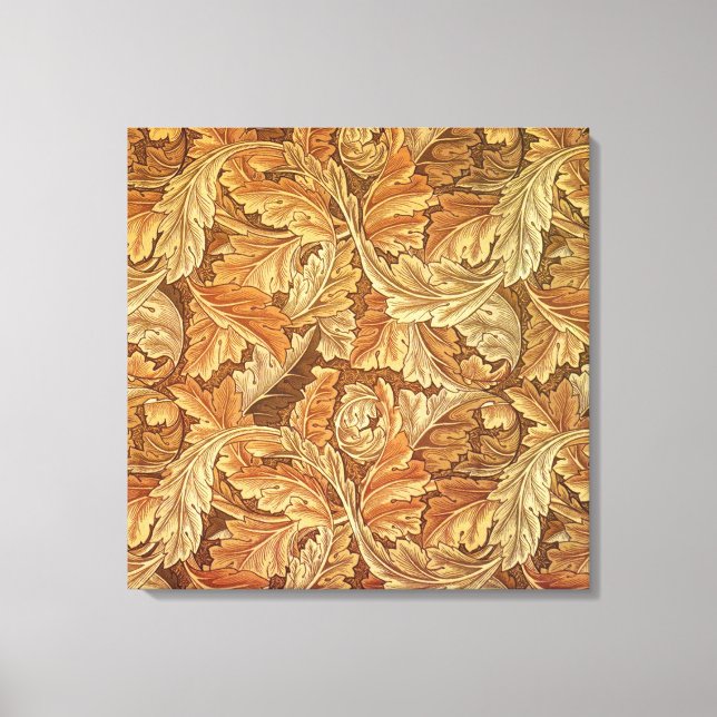 Lienzo Hojas de Otoño Acanthus Marrón de William Morris (Anverso)