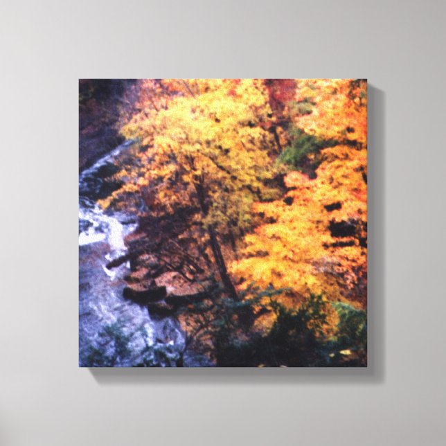 Lienzo Hojas de otoño con río (Anverso)