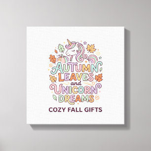 Lienzo Hojas de otoño de unicornio y sueños de unicornio