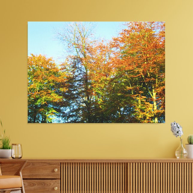 Lienzo Hojas de otoño y cielos azules - (Insitu (Sala de estar))