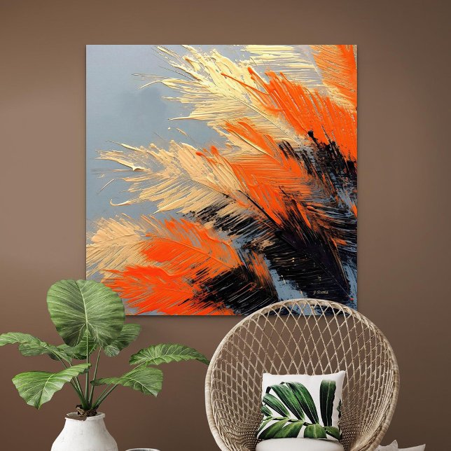 Lienzo Hojas de Palma – Movimiento Tropical Abstracto (Palm Leaves – Abstract Tropical Motion)