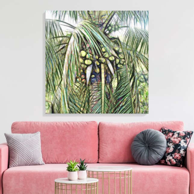 Lienzo Hojas de palmera tropical caribeña  (Insitu (Sala de estar))