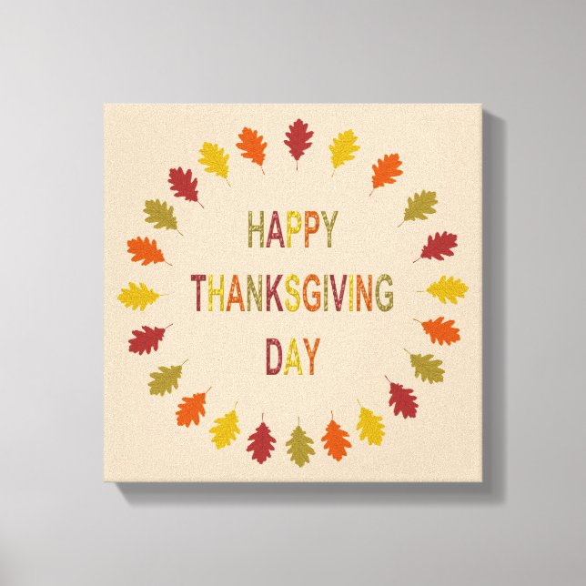 Lienzo Hojas de roble de Acción de Gracias (Anverso)