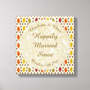 Lienzo Hojas de roble y maíz Personalizado Boda otoño