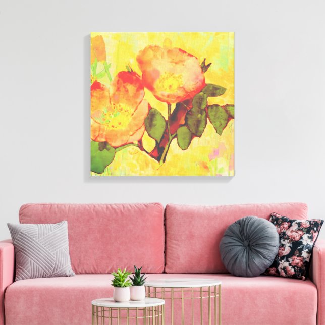 Lienzo Hojas de Sweet Briar de Colorido Fondo (Insitu (Sala de estar))