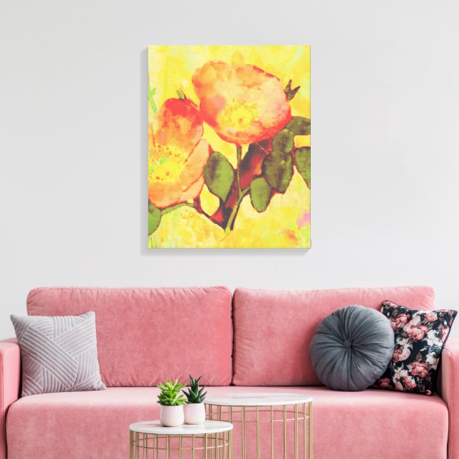 Lienzo Hojas de Sweet Briar de Colorido Fondo (Insitu (Sala de estar))