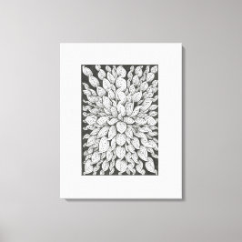 Lienzo Hojas Susurrantes: Doodle Minimalista en Blanco y 