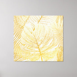Lienzo Hojas tropicales de palma: patrón vintage.