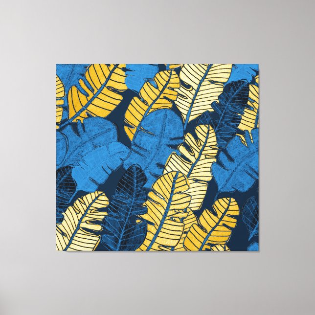 Lienzo Hojas tropicales dibujadas a mano: sin costura (Anverso)