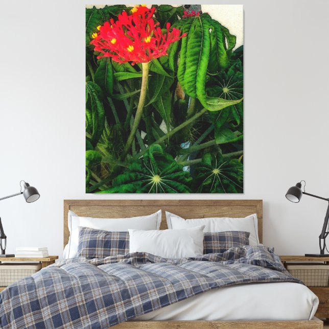 Lienzo Hojas y flores de la planta de coral (Insitu(Dormitorio))