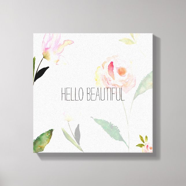 Lienzo Hola hermosa acuarela Floral (Anverso)