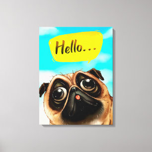 Lienzo Hola Pug Gift Idea, Dueño de Pug, Perro Lover Rega