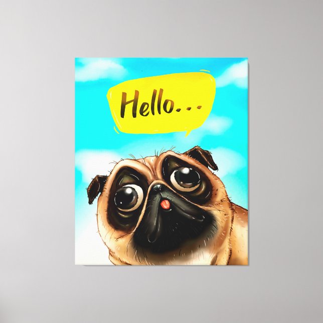 Lienzo Hola Pug Gift Idea, Dueño de Pug, Perro Lover Rega (Anverso)